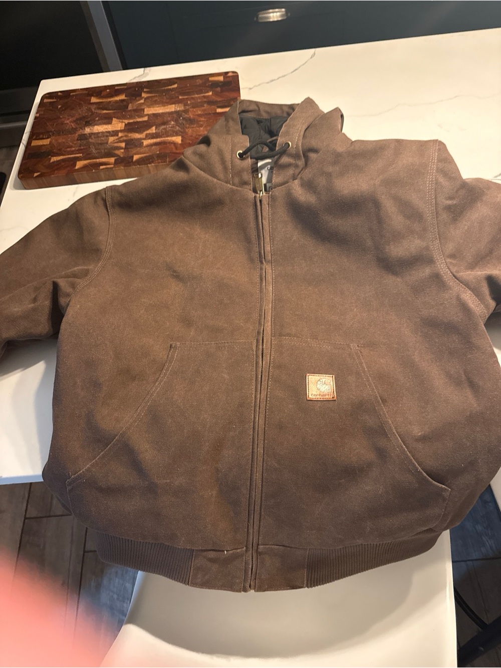 Carhartt Brown Hooded Zip-Up Shirt Jacket